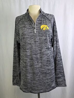 Men's Iowa Hawkeye Gray Quarter-Zip Sweatshirt Size L